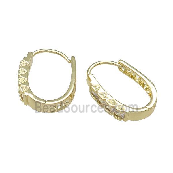 Copper Latchback Earring Pave Zircon Gold Plated