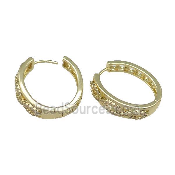 Copper Latchback Earring Pave Zircon Gold Plated