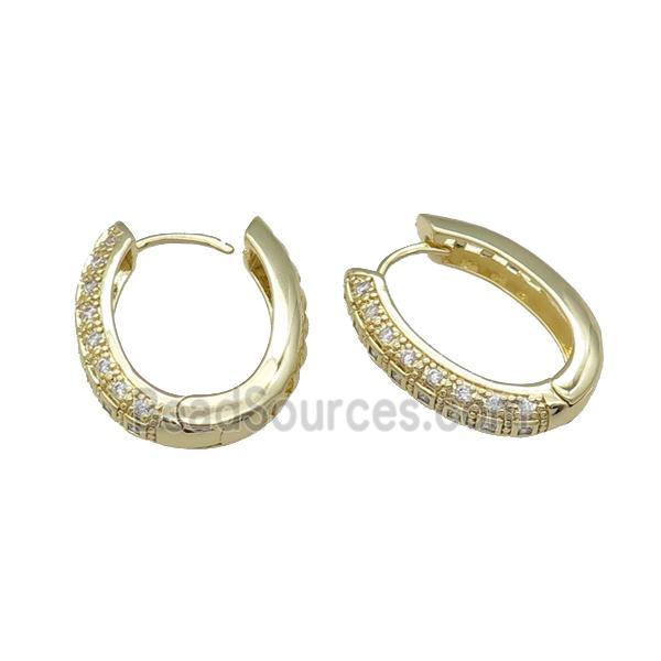 Copper Latchback Earring Pave Zircon Gold Plated