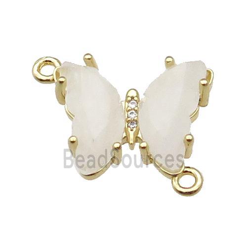 Clear Quartz Butterfly Connector Gold Plated