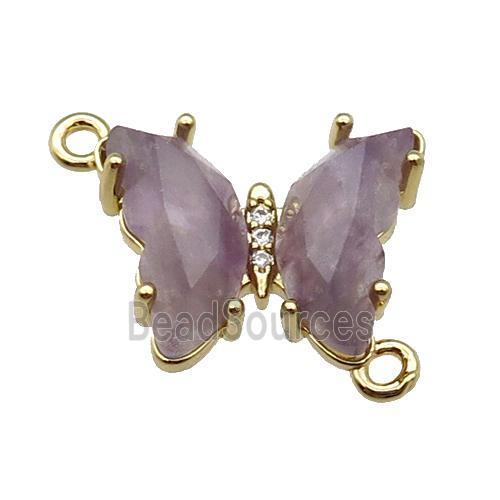 Purple Amethyst Butterfly Connector Gold Plated