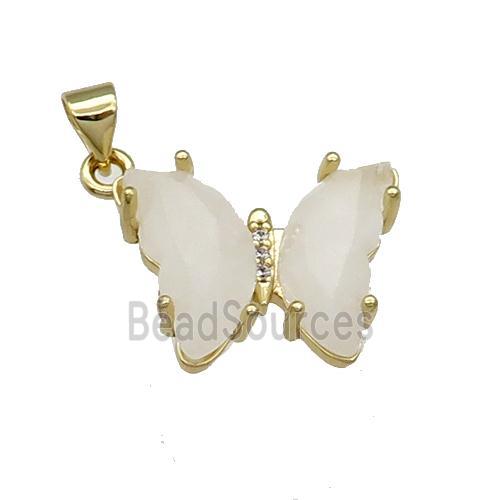 Clear Quartz Butterfly Pendant Gold Plated