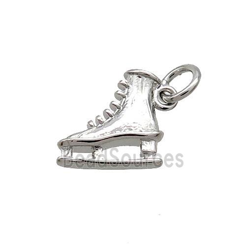 Copper Skate Shoes Pendant Platinum Plated