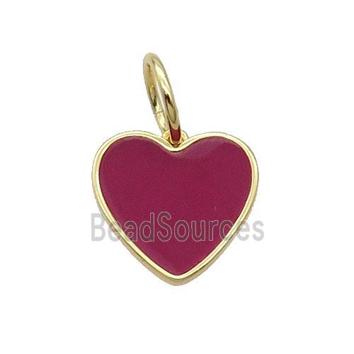 Copper Heart Pendant Red Enamel Gold Plated