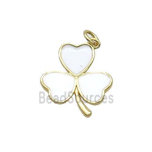 Copper Clover Pendant White Enamel Gold Plated