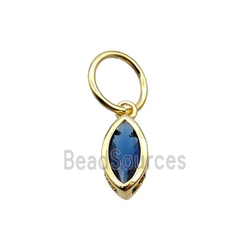 Copper Eye Pendant Pave Blue Crystal Gold Plated