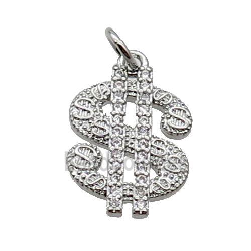 Copper Dallor Symbols Pendant Pave Zircon Platinum Plated