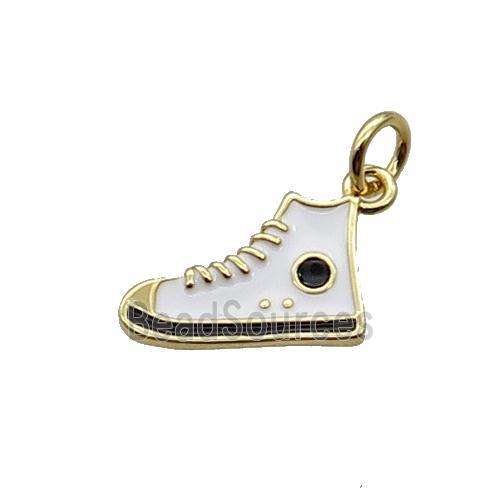 Copper Shoes Pendant White Enamel Gold Plated