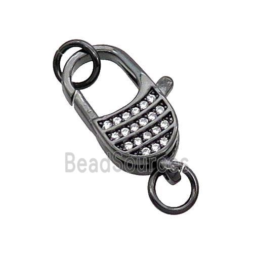 Copper Lobster Clasp Pave Zircon Black Plated