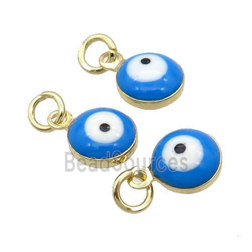 Copper Evil Eye Pendant Blue Enamel 18K Gold Plated