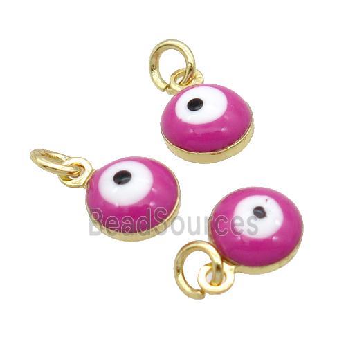 Copper Evil Eye Pendant Hotpink Enamel 18K Gold Plated