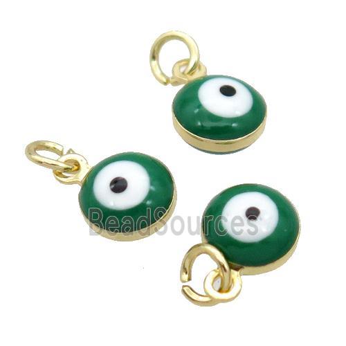 Copper Evil Eye Pendant Green Enamel 18K Gold Plated