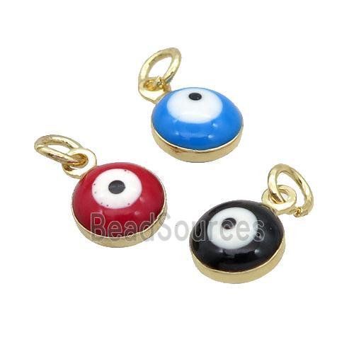 Copper Evil Eye Pendant Enamel 18K Gold Plated Mixed