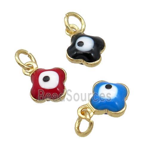 Copper Clover Pendant Enamel Eye 18K Gold Plated Mixed