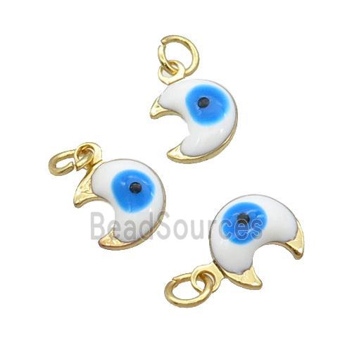 Copper Moon Pendant White Enamel Eye 18K Gold Plated