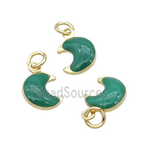 Copper Moon Pendant Deepgreen Enamel 18K Gold Plated