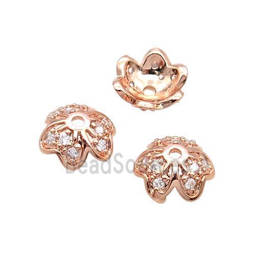 Copper BeadCap Pave Zircon Unfade Rose Gold