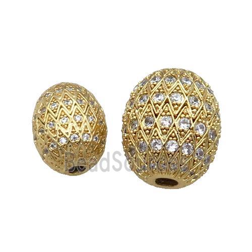 Copper Barrel Beads Pave Zircon Unfade 18K Gold Plated