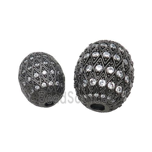 Copper Barrel Beads Pave Zircon Unfade Black Plated