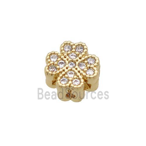 Copper Clover Beads Pave Zircon Unfade 18K Gold Plated