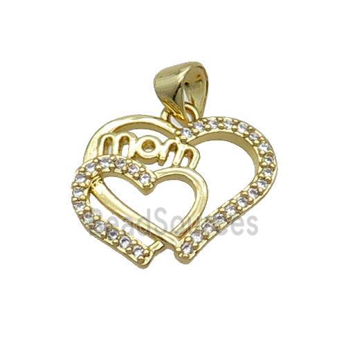 Copper Heart Pendant Mom Pave Zircon Unfade 18K Gold Plated