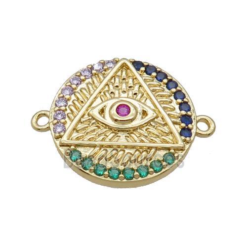 Copper Circle Connector Triangle Eye Pave Zircon Unfade 18K Gold Plated