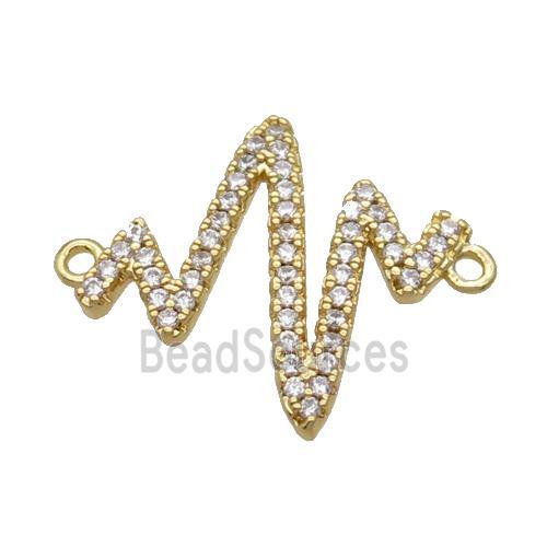 Copper Cardiogram Connector Pave Zircon Unfade 18K Gold Plated