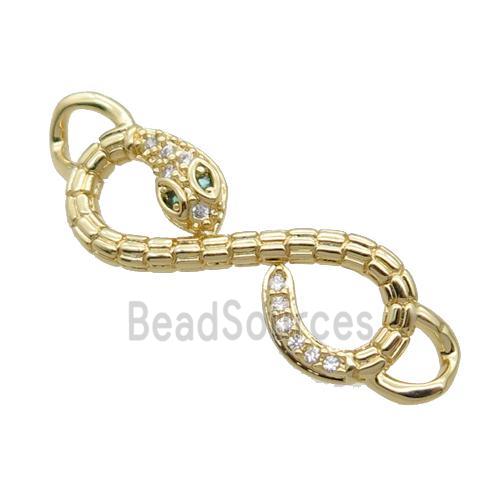 Copper Snake Connector Pave Zircon Unfade 18K Gold Plated