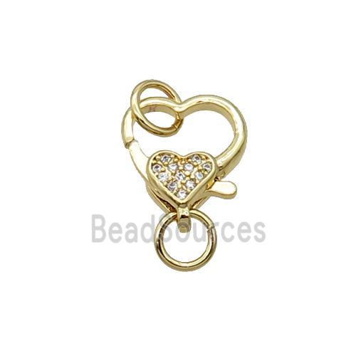 Copper Lobster Clasp Pave Zircon Heart Unfade 18K Gold Plated