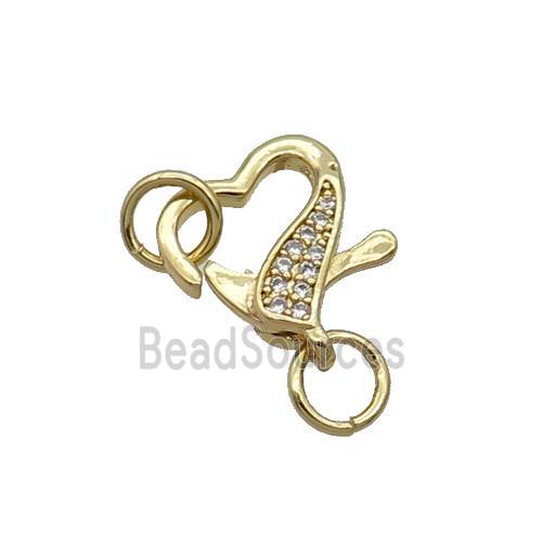 Copper Lobster Clasp Pave Zircon Heart Unfade 18K Gold Plated