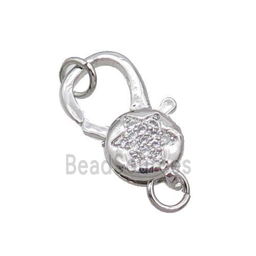 Copper Lobster Clasp Pave Zircon Star Unfade Platinum Plated