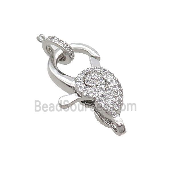 Copper Lobster Clasp Pave Zircon Snail Unfade Platinum Plated