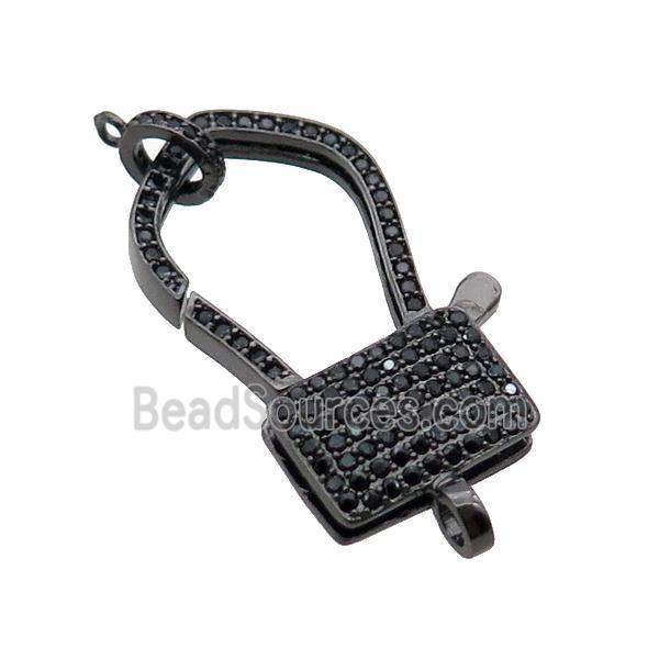 Copper Lobster Clasp Pave Zircon Black Plated