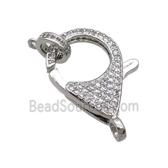 Copper Lobster Clasp Pave Zircon Unfade Platinum Plated