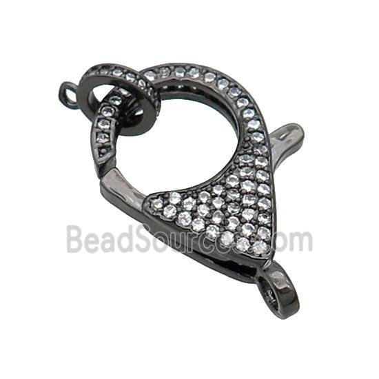 Copper Lobster Clasp Pave Zircon Unfade Black Plated