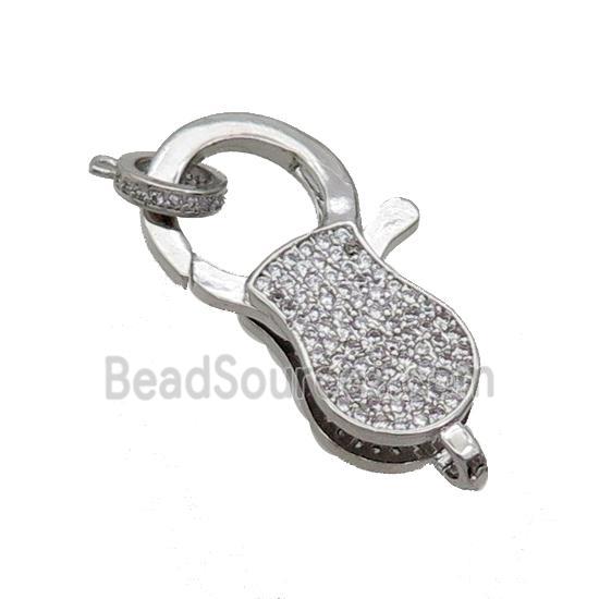 Copper Lobster Clasp Pave Zircon Unfade Platinum Plated