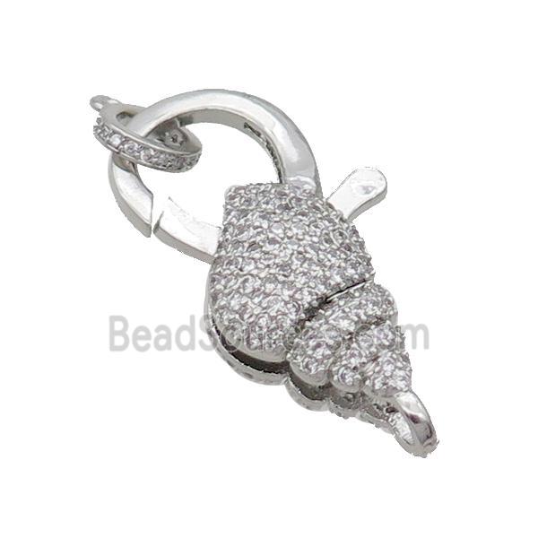 Copper Lobster Clasp Pave Zircon Conch Unfade Platinum Plated