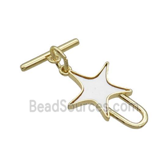 Copper Toggle Clasp Pave Shell Unfade 18K Gold Plated