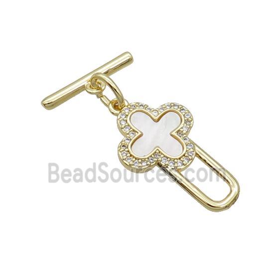 Copper Toggle Clasp Pave Shell Unfade 18K Gold Plated