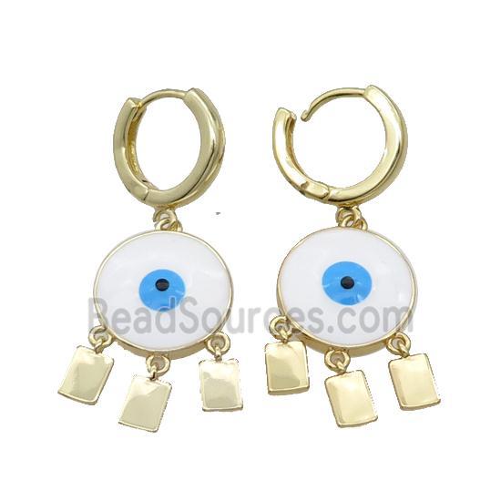 Copper Hoop Earring Circle Evil Eye Enamel Rectangle Gold Plated