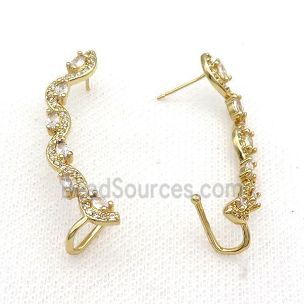 Copper Clip Earring Pave Zircon Gold Plated