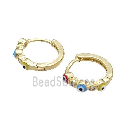 Copper Hoop Earring Multicolor Enamel Evil Eye Gold Plated