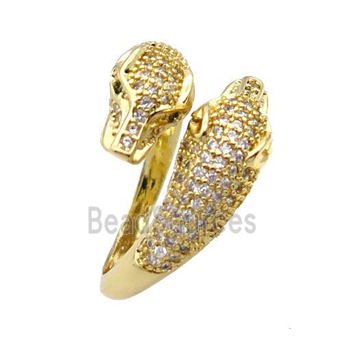 Copper Ring Pave Zircon Leopard Gold Plated