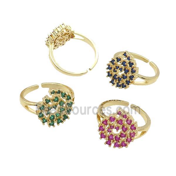 Copper Ring Rebirth Pave Zircon Adjustable Gold Plated Mixed