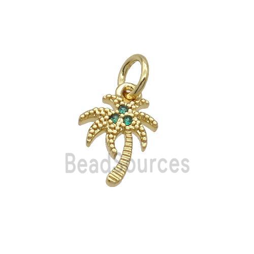 Copper Coconut Tree Pendant Pave Zircon Gold Plated