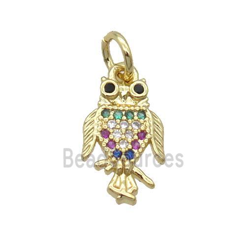 Copper Parrot Pendant Pave Zircon Bird Gold Plated