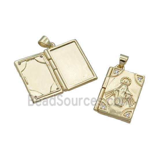 Copper Locket Pendant Virgin Mary Rectangle Gold Plated