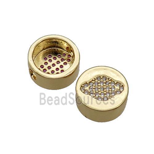 Copper Button Beads Pave Zircon Planet Gold Plated