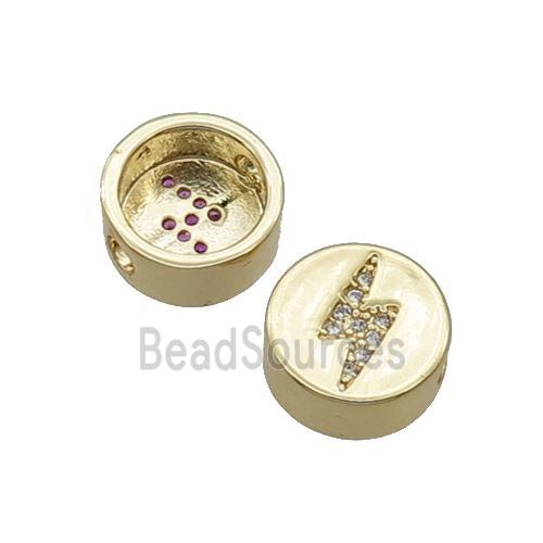 Copper Button Beads Pave Zircon Lightning Gold Plated