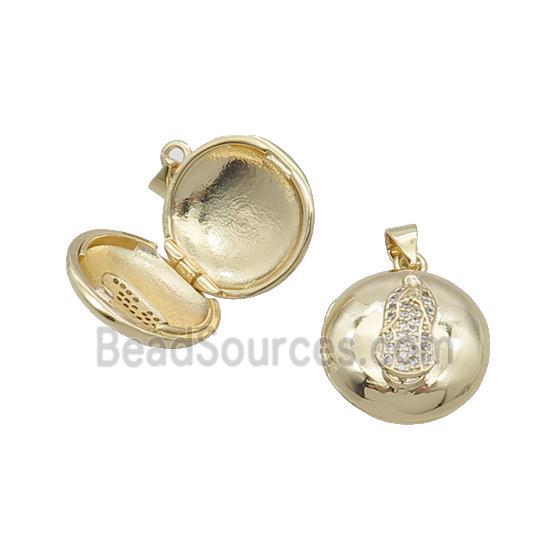 Copper Locket Pendant Pave Zircon Jesus Gold Plated